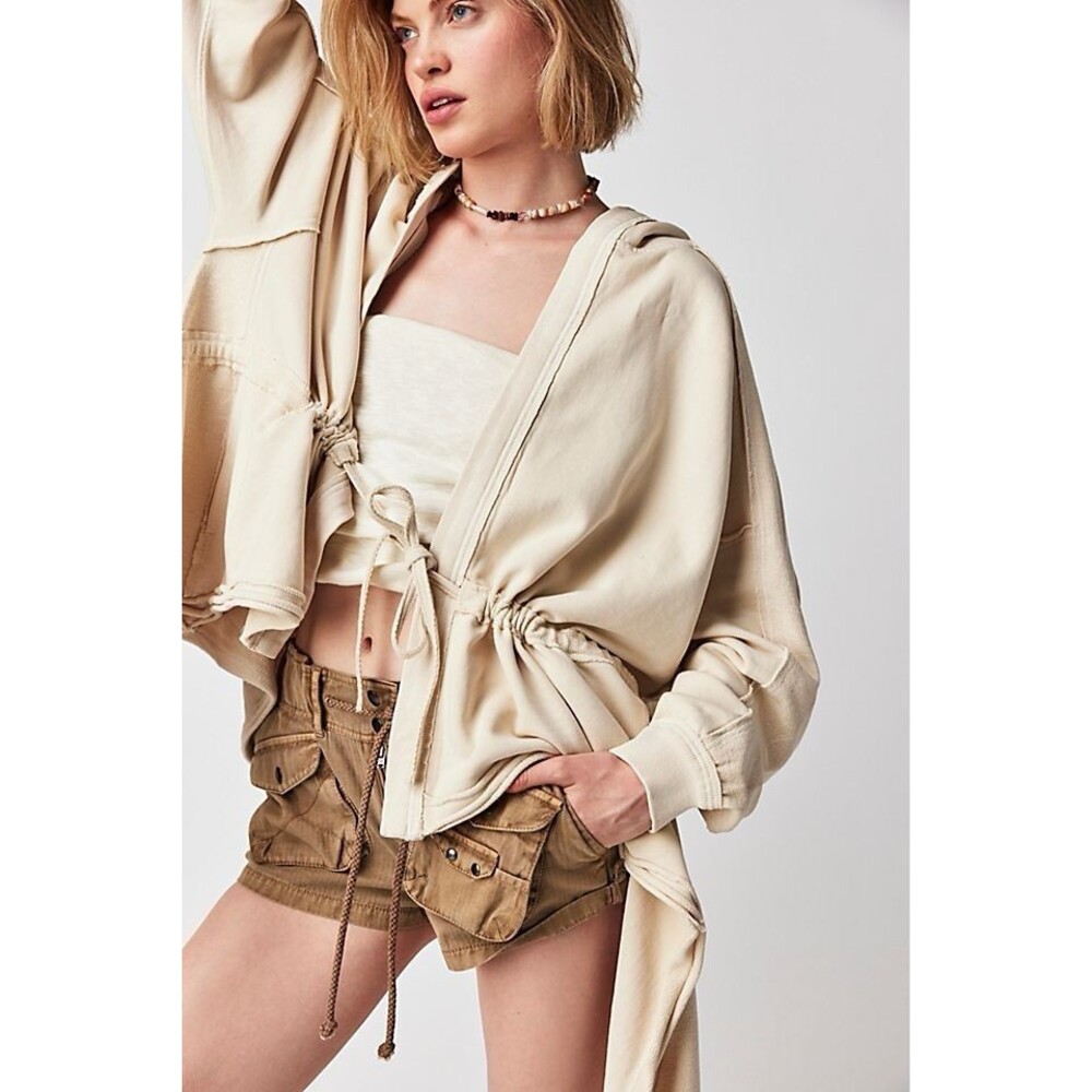 We The Free Womens Size Medium Drapey Oversized Oyster Beige Emilia Cardigan - Picture 2 of 9